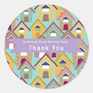 Sticker Rond Maisons Merci Turquoise