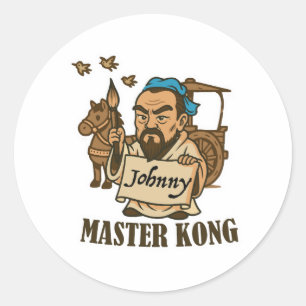 Sticker Rond Maître Kong écrit Johnny – Sagesse antique, Modern