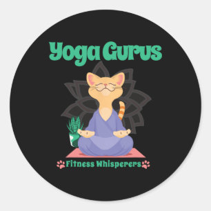 Sticker Rond Maîtres de yoga de chat Zen Méditation Calme Lotus