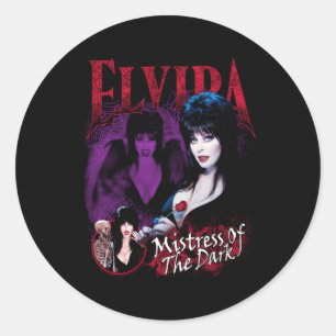Sticker Rond Maîtresse Elvira De Violet Foncé Et Rouge