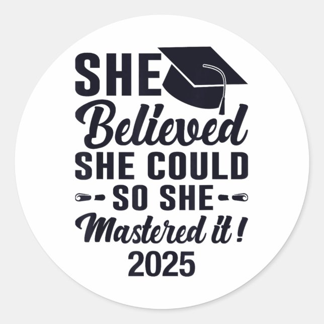 Sticker Rond Maîtrise Il 2025 Masters Diplôme Graduat (Devant)