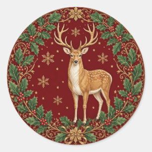 Sticker Rond Majesté de l'Hiver Cramoisi