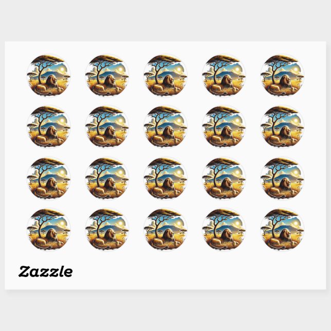 Sticker Rond Majestic Gold African Lion Portrait (Feuille)
