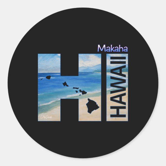 Sticker Rond Makaha Hi Hawaii (Devant)