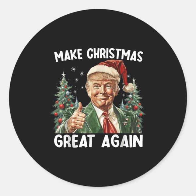 Sticker Rond Make Christmas Great Again Funny Santa Trump 2025  (Devant)