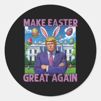 Sticker Rond Make Easter Great Again Funny Trump Bunny Spring H