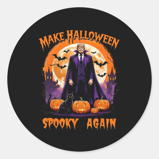Sticker Rond Make Halloween Spooky Again Funny Trump Halloween  (Devant)