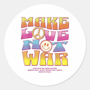 Sticker Rond Make Love Not War - Lettre hippie Imprimer