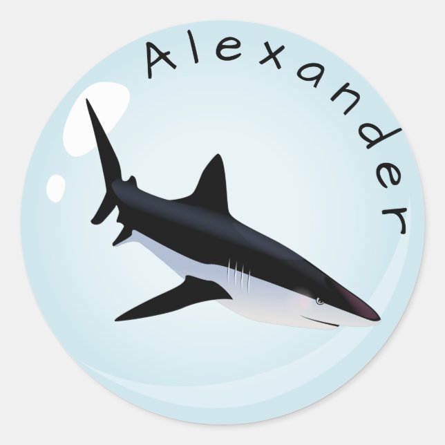 Sticker Rond Mako Shark dans une bulle Personnaliser (Devant)