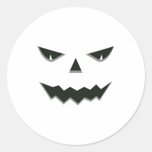 Sticker Rond Mal Éffrayant Citrouille Face Jack O'Lantern Hallo