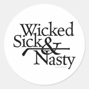 Sticker Rond Malade et méchant mauvais