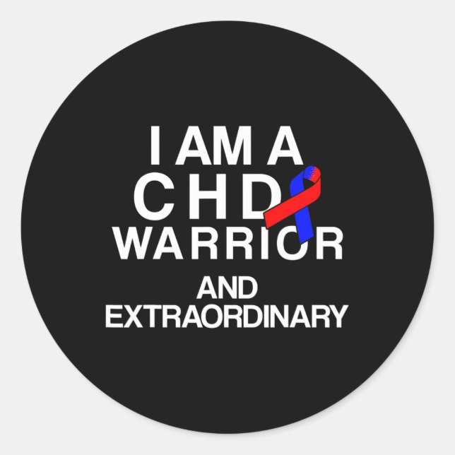 Sticker Rond Maladie cardiaque Survivant Chd Warrior 2 (Devant)