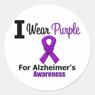 Sticker Rond Maladie d'Alzheimer Sensibilisation au ruban pourp