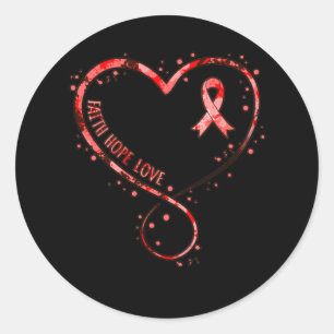 Sticker Rond Maladie de Faith Hope Love Heart