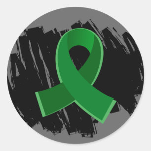 Sticker Rond Maladie du foie Émeraude ruban vert avec scintille