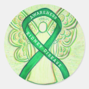 Sticker Rond Maladie du rein Sensibilisation Ruban Angel Decal