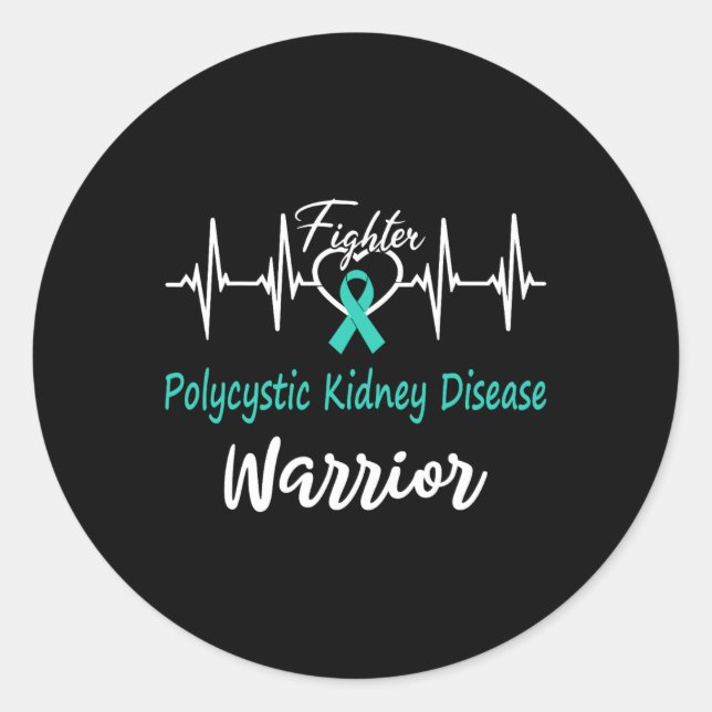 Sticker Rond Maladie rénale polykystique Pkd Warrior Heartbeat  (Devant)