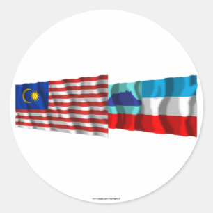 Sticker Rond Malaisie & Sabah agitant des drapeaux