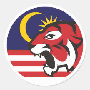 Sticker Rond Malaisie Tiger Malaisie Malaisie animal national
