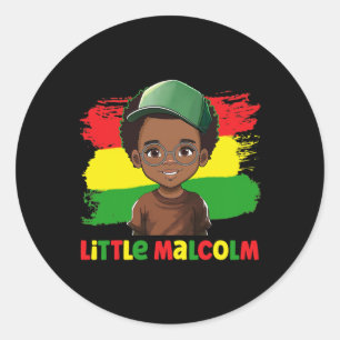 Sticker Rond Malcolm Mois d'histoire noire Melanin Kid Boy Son 