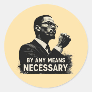 Sticker Rond Malcolm X Tribute Silhouette - Citation Inspirante