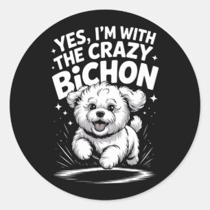 Sticker Rond Mâle Drôle Mignon Race De Chien De Compagnie Avec