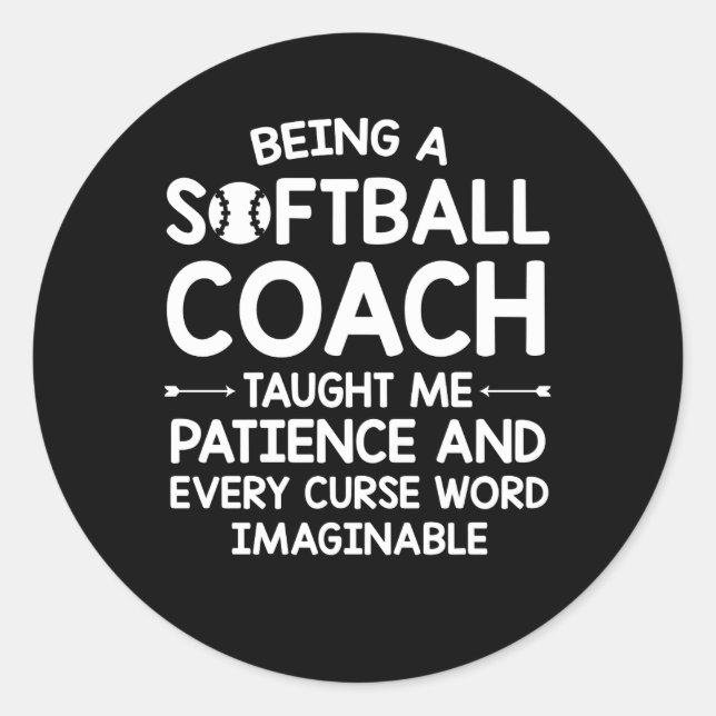 Sticker Rond Malédiction de patience entraîneur de softball Ima (Devant)