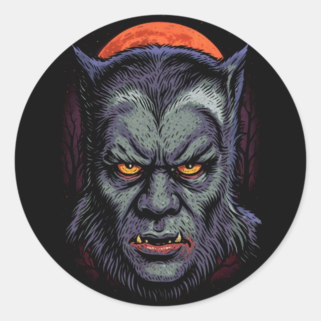 Sticker Rond Malédiction du loup-garou (Devant)