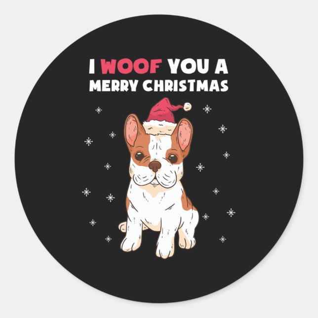 Sticker Rond Malheur à vous un joyeux Noël Français Bulldog Aim (Devant)