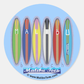 Sticker Rond Malibu Beach Surboards