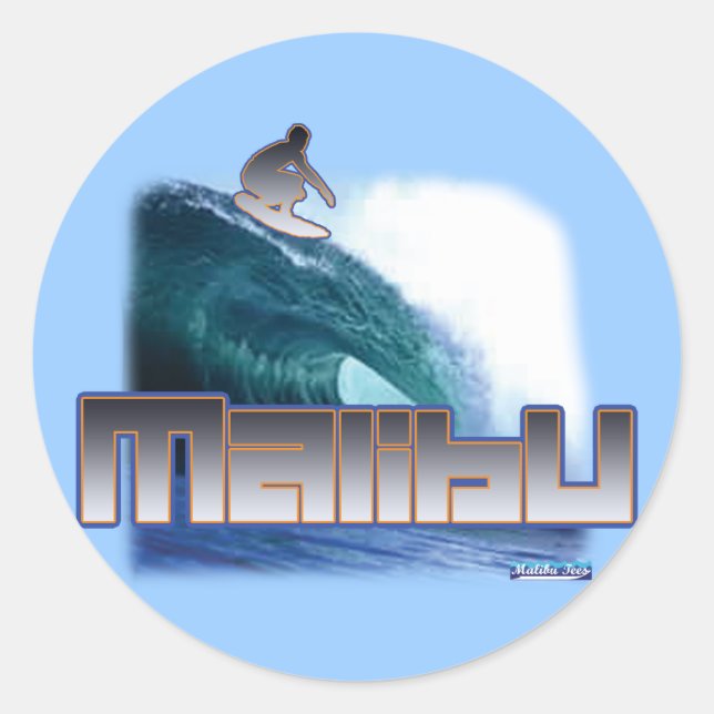 Sticker Rond Malibu Beach Surf (Devant)
