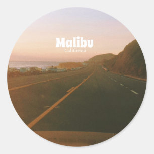 Sticker Rond Malibu, Californie Road Trip 