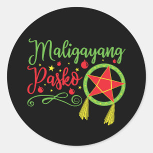 Sticker Rond Maligayang Pasko Filipino de Noël Philippines Phil