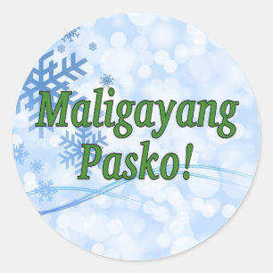 Sticker Rond Maligayang Pasko ! Joyeux Noël à Tagalog gf
