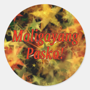 Sticker Rond Maligayang Pasko ! Joyeux Noël à Tagalog rf