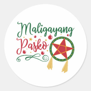 Sticker Rond Maligayang Pasko Philippines Noël Philippines