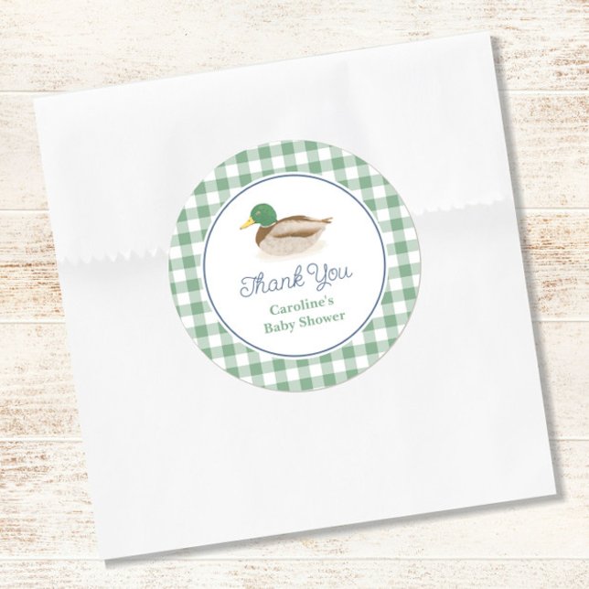 Sticker Rond Mallard Canard Pays Chasse Baby shower Merci (Créateur téléchargé)