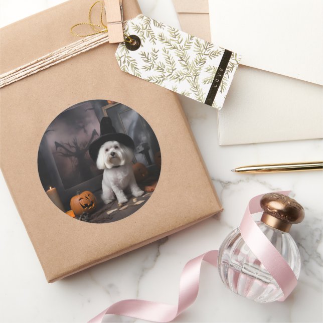Sticker Rond Maltais Citrouille Halloween effroi (Cadeaux)