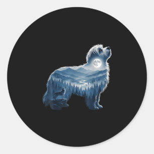 Sticker Rond Maltipoo forêt éclairée par la lune amateur de chi