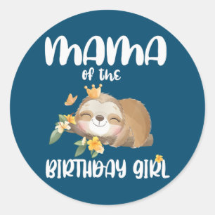 Sticker Rond Mama 1er Sloth Anniversaire Famille Sloth