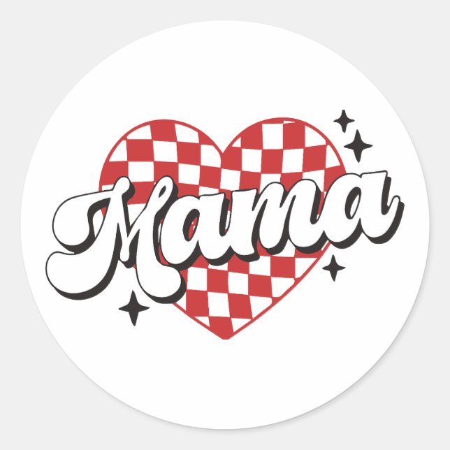 Sticker Rond Mama À damiers Coeur (Devant)