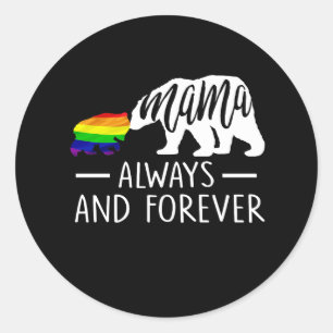 Sticker Rond Mama Bear Gay Lesbienne Trans Bi Pride Maman Lgb