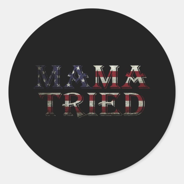 Sticker Rond Mama Essaie Musique Country Lyric USA Drapeau Retr (Devant)