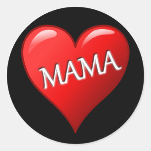 Sticker Rond Mama Heart avec Arrière - plan noir