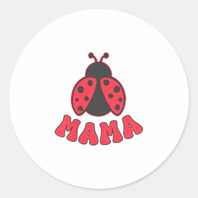 Sticker Rond Mama Ladybug First Birthday Girl Family Matching P (Devant)