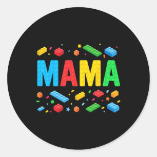 Sticker Rond Mama Master Builder Blocs de briques Blocs Funny M