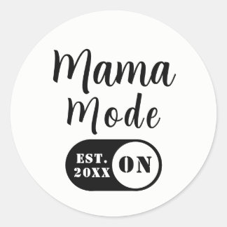 Sticker Rond Mama Mode ON, Est Year Custom Mom Decal