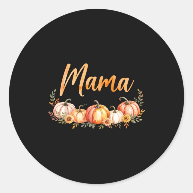 Sticker Rond Mama Of Little Pumpkin First Birthday Autumn Pumpk (Devant)