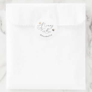 Sticker Rond Maman à abeilles fleur sauvage bébé douche sauge v