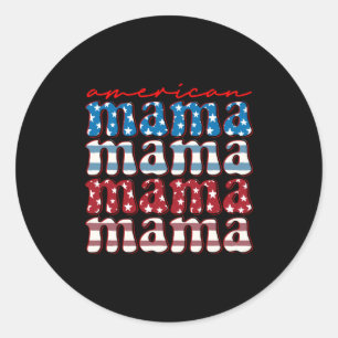 Sticker Rond Maman américaine famille assortie 4 juillet améric